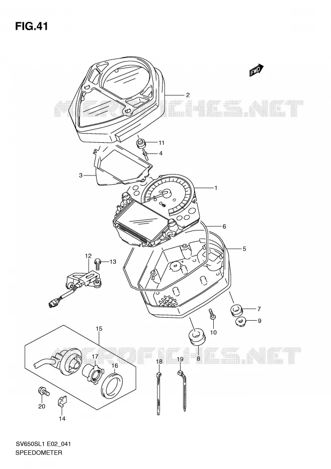 COMPTEUR (SV650SUL1 E24) Suzuki MOTO 650 SV 2011  SV650SUL1(E2)