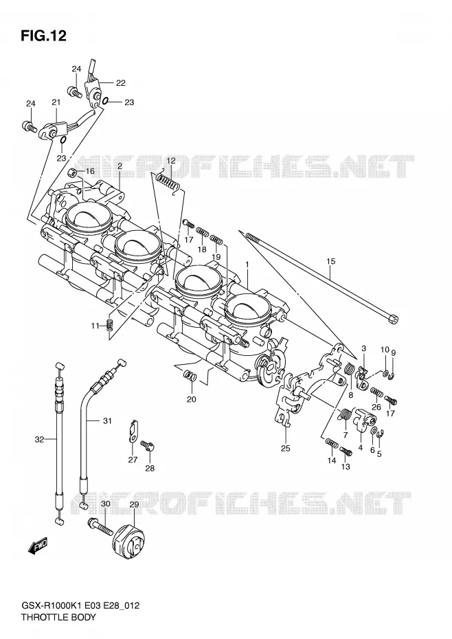 CORPS DE PAPILLON (GSX-R1000K1) Suzuki MOTO 1000 GSX-R 2002  GSX-R1000K2(E3/E28)