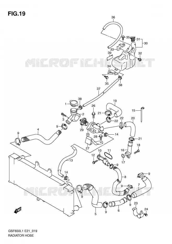 DURITE DE RADIATEUR Suzuki MOTO 650 BANDIT 2011  GSF650AL1(E21)