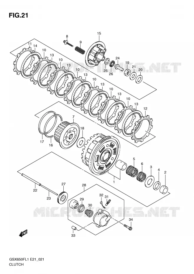 EMBRAYAGE Suzuki MOTO 650 GSX-F 2011  GSX650FUAL1(E21)
