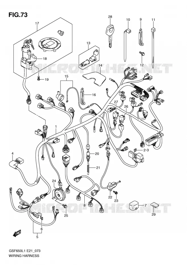 FAISCEAU ELECTRIQUE (GSF650SAL1 E21) Suzuki MOTO 650 BANDIT 2011  GSF650AL1(E21)