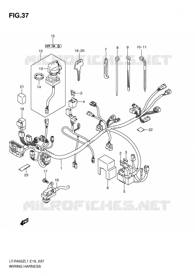 FAISCEAU ELECTRIQUE (LT-R450L1 E19) Suzuki QUAD 450 QUADRACER 2011  LT-R450ZL1(E19)