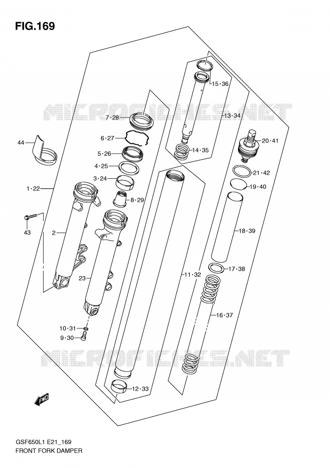 FOURCHE (GSF650UL1 E21) Suzuki MOTO 650 BANDIT 2011  GSF650AL1(E21)