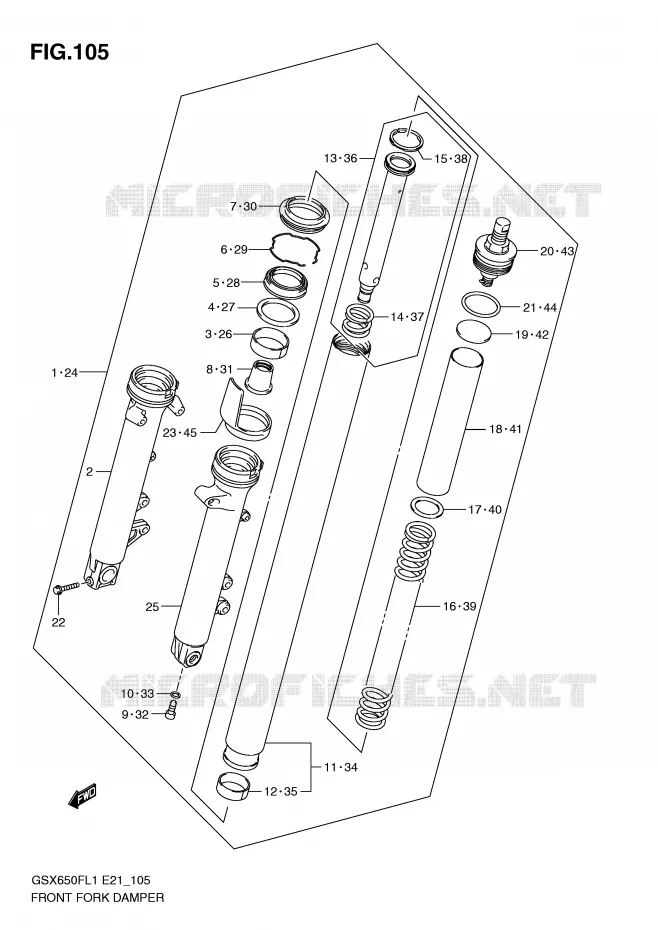 FOURCHE (GSX650FL1 E21) Suzuki MOTO 650 GSX-F 2011  GSX650FL1(E21)