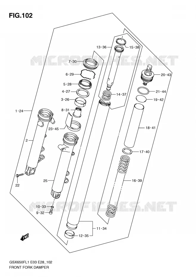FOURCHE (GSX650FL1 E33) Suzuki MOTO 650 GSX-F 2011  GSX650FAL1(E3/E28)