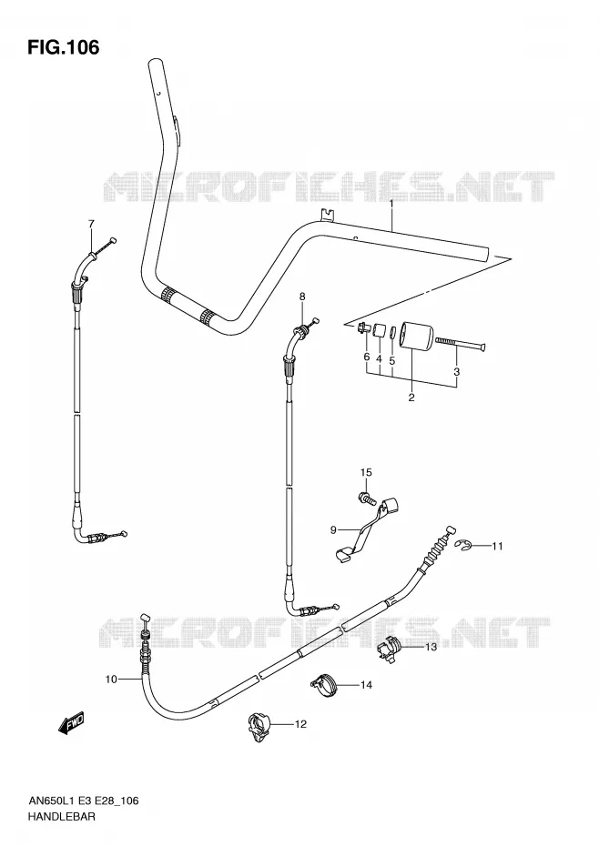 GUIDON (AN650AL1 E28) Suzuki SCOOTER 650 BURGMAN 2011  AN650AL1(E3/E28)