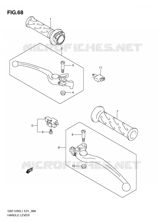 LEVIERS - POIGNEES (GSF1250L1 E24) Suzuki MOTO 1250 BANDIT 2011  GSF1250AL1(E21)