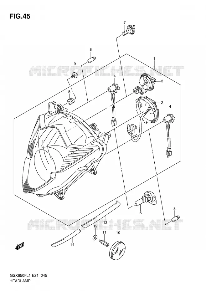 PHARE (GSX650FL1 E24) Suzuki MOTO 650 GSX-F 2011  GSX650FUAL1(E21)