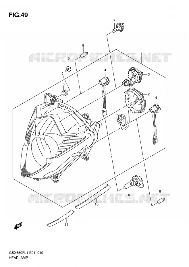 PHARE (GSX650FUAL1 E21) Suzuki MOTO 650 GSX-F 2011  GSX650FAL1(E21)