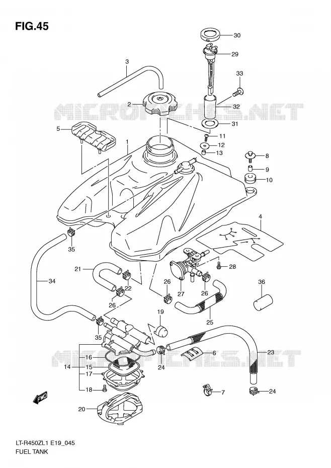 RESERVOIR D'ESSENCE (LT-R450L1 E19) Suzuki QUAD 450 QUADRACER 2011  LT-R450ZL1(E19)