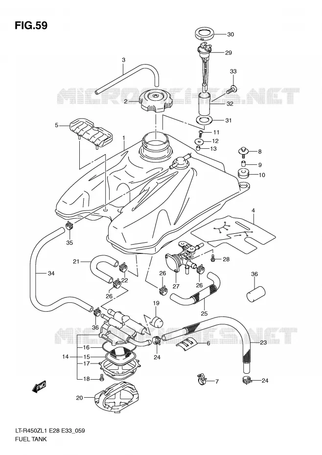 RESERVOIR D'ESSENCE (LT-R450L1 E28) Suzuki QUAD 450 QUADRACER 2011  LT-R450ZL1(E28/E33)