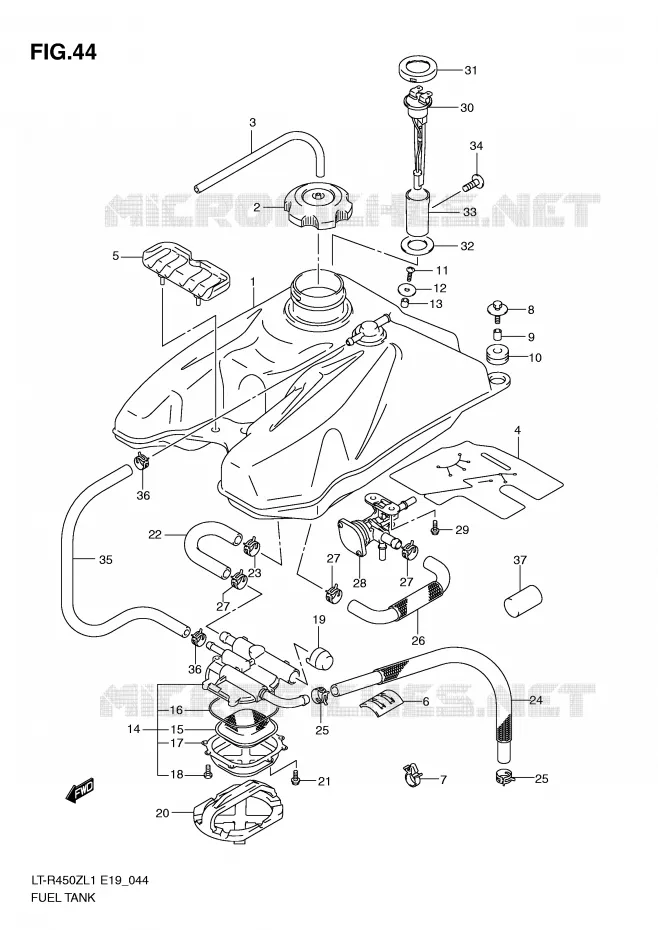 RESERVOIR D'ESSENCE (LT-R450ZL1 E19) Suzuki QUAD 450 QUADRACER 2011  LT-R450ZL1(E19)