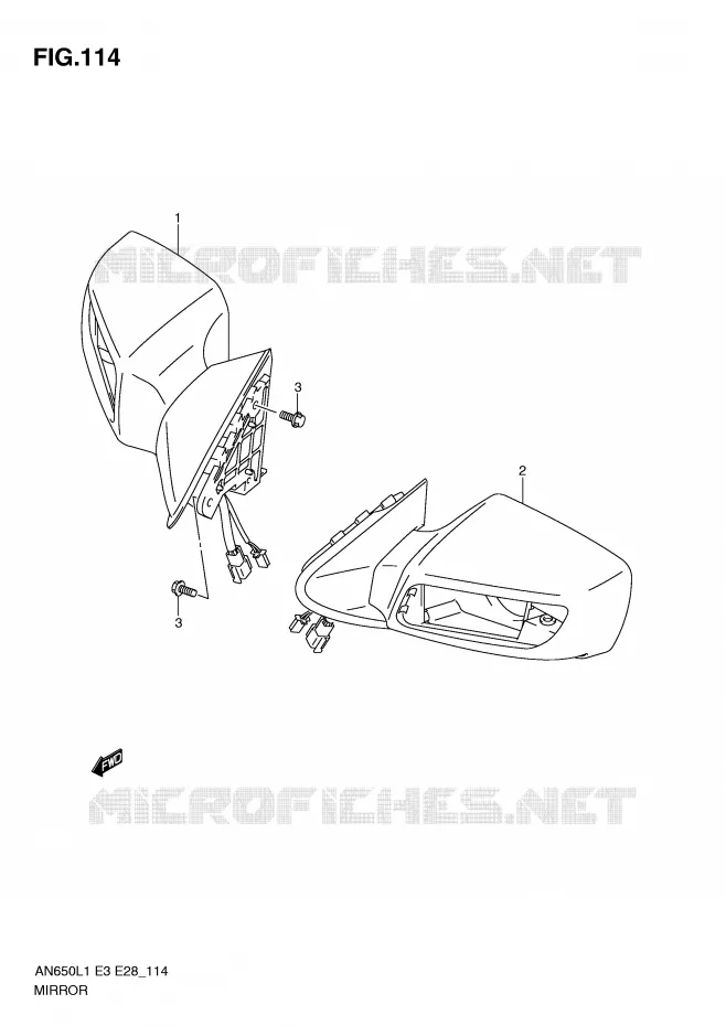 RETROVISEUR (AN650AL1 E28) Suzuki SCOOTER 650 BURGMAN 2011  AN650AL1(E3/E28)