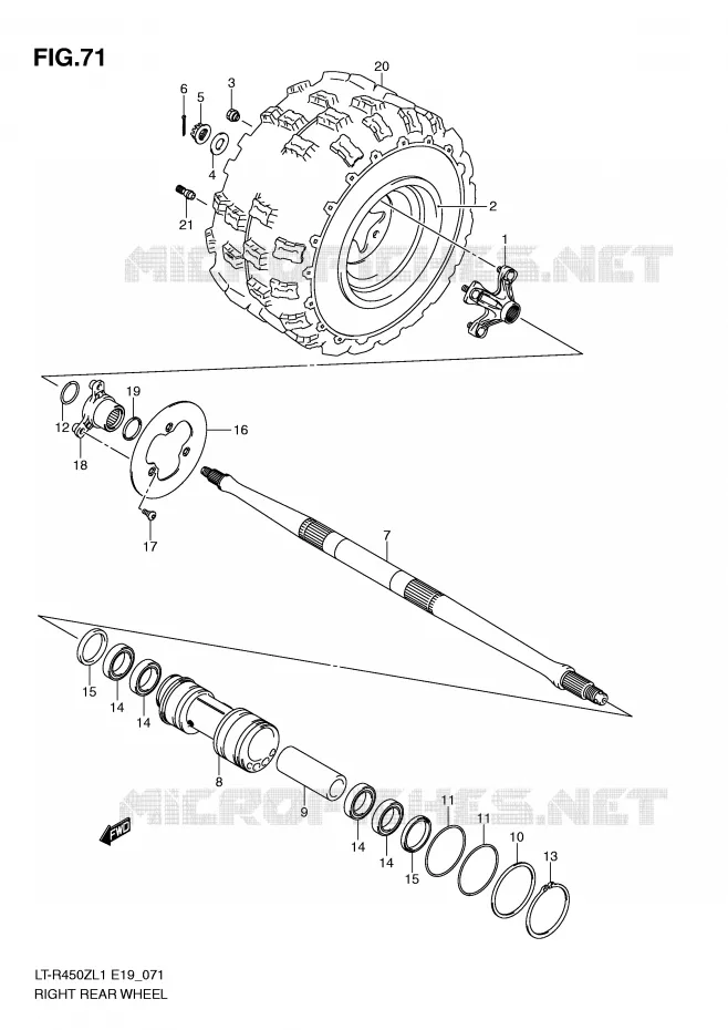 ROUE ARRIERE DROITE (LT-R450L1 E19) Suzuki QUAD 450 QUADRACER 2011  LT-R450L1(E19)