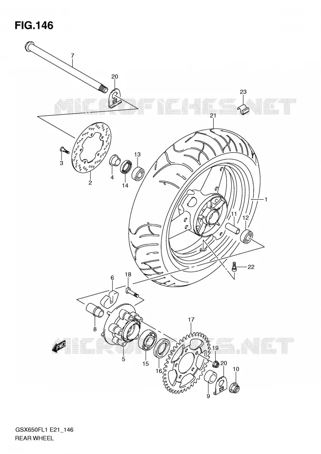 ROUE ARRIERE (GSX650FL1 E21) Suzuki MOTO 650 GSX-F 2011  GSX650FL1(E21)