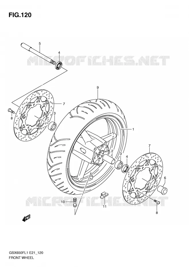 ROUE AVANT (GSX650FUL1 E24) Suzuki MOTO 650 GSX-F 2011  GSX650FAL1(E21)