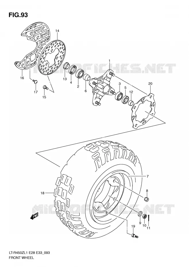 ROUE AVANT (LT-R450ZL1 E33) Suzuki QUAD 450 QUADRACER 2011  LT-R450ZL1(E28/E33)