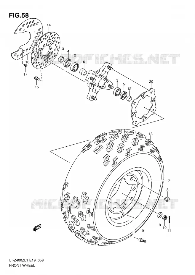 ROUE AVANT (LT-Z400L1 E19) Suzuki QUAD 400 QUADSPORT 2011  LT-Z400ZL1(E19)