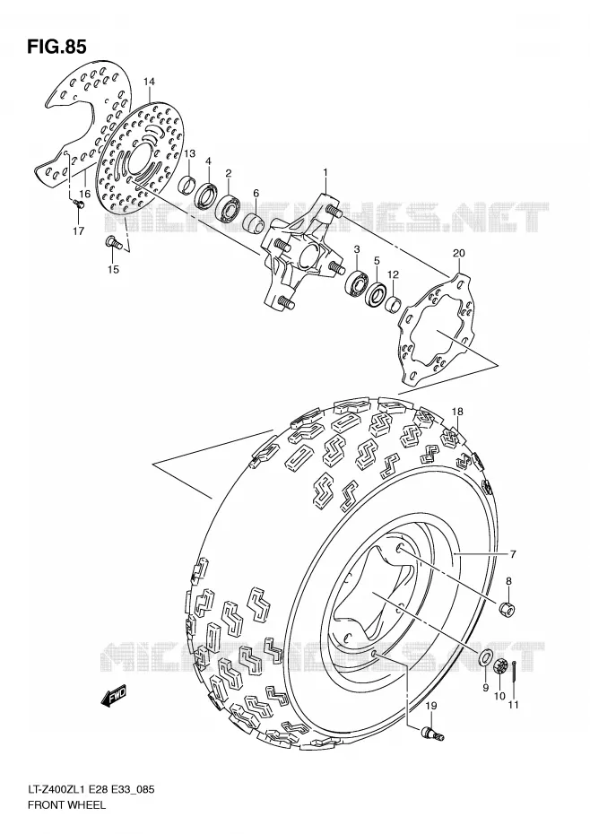 ROUE AVANT (LT-Z400L1 E28) Suzuki QUAD 400 QUADSPORT 2011  LT-Z400ZL1(E28/E33)