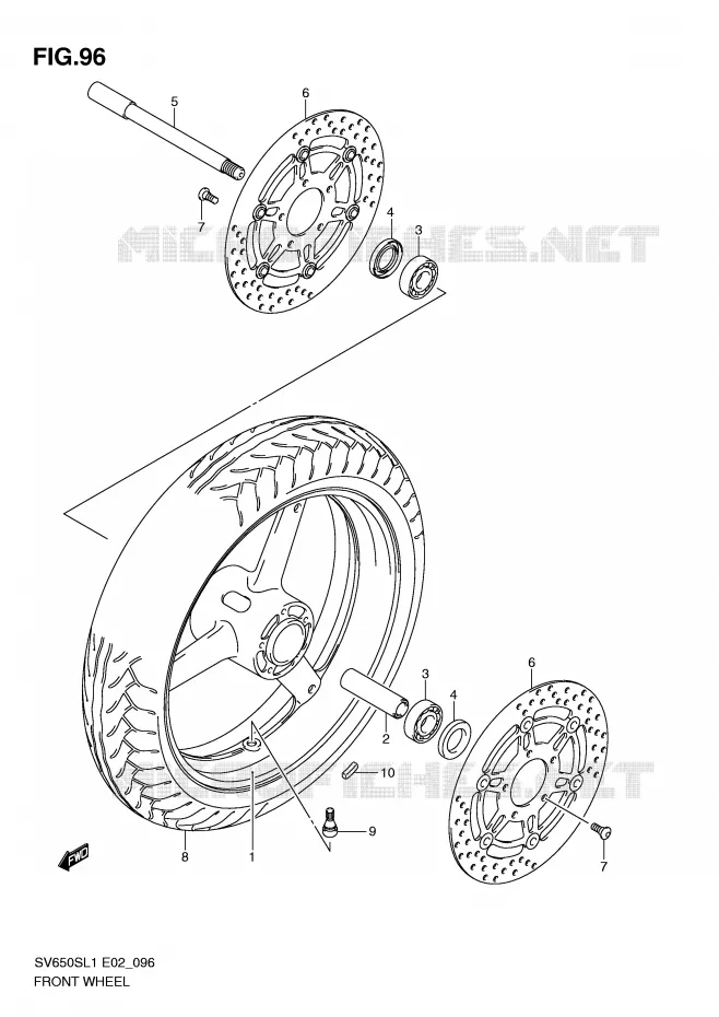 ROUE AVANT (SV650SUL1 E24) Suzuki MOTO 650 SV 2011  SV650SAL1(E2)