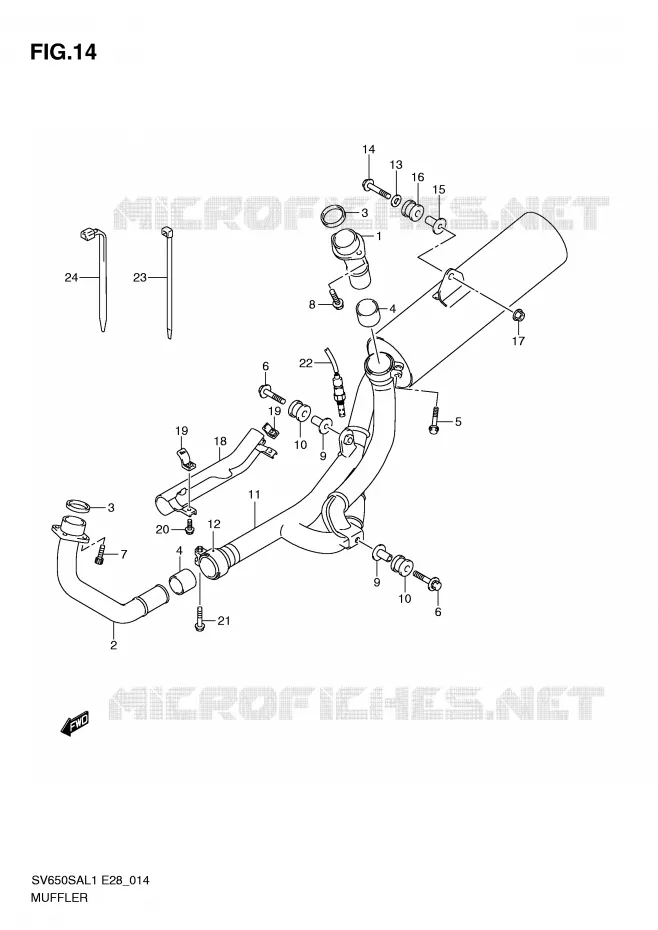 SILENCIEUX Suzuki MOTO 650 SV-S 2011  SV650SAL1(E28)