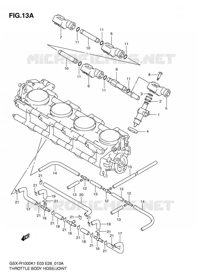 SYSTÈME D'INJECTION (GSX-R1000K2) Suzuki MOTO 1000 GSX-R 2001  GSX-R1000K1(E3/E28)