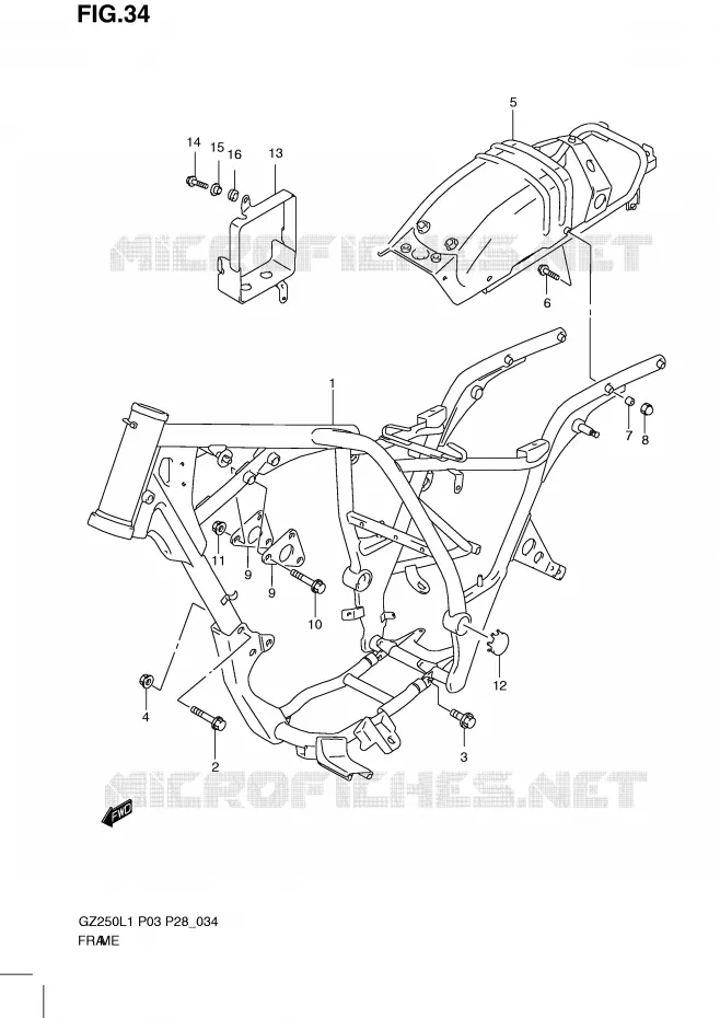 CADRE Suzuki MOTO 250 MARAUDER 2011  GZ250L1(P3)