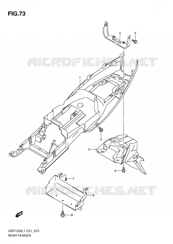 GARDE BOUE ARRIERE (GSF1250AL1 E21) Suzuki MOTO 1250 BANDIT 2011  GSF1250L1(E21)