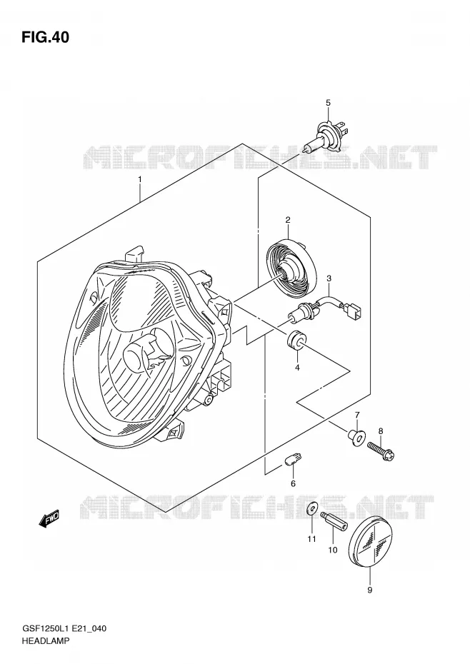 PHARE (GSF1250AL1 E24) Suzuki MOTO 1250 BANDIT 2012  GSF1250L1(E21)