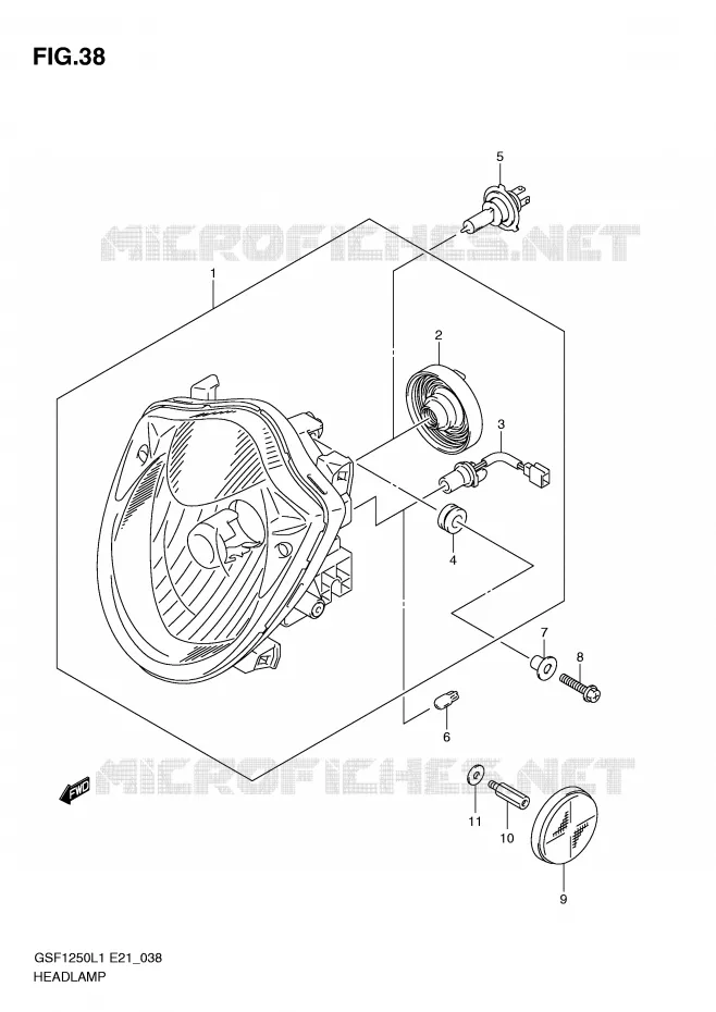 PHARE (GSF1250L1 E24) Suzuki MOTO 1250 BANDIT 2012  GSF1250L1(E21)