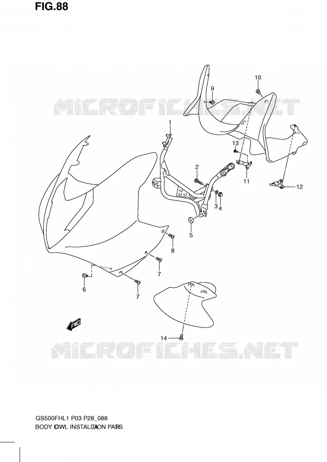 ARAIGNEE AVANT  (GS500FH P3) Suzuki MOTO 500 GS-F 2011  GS500FHL1(P3)