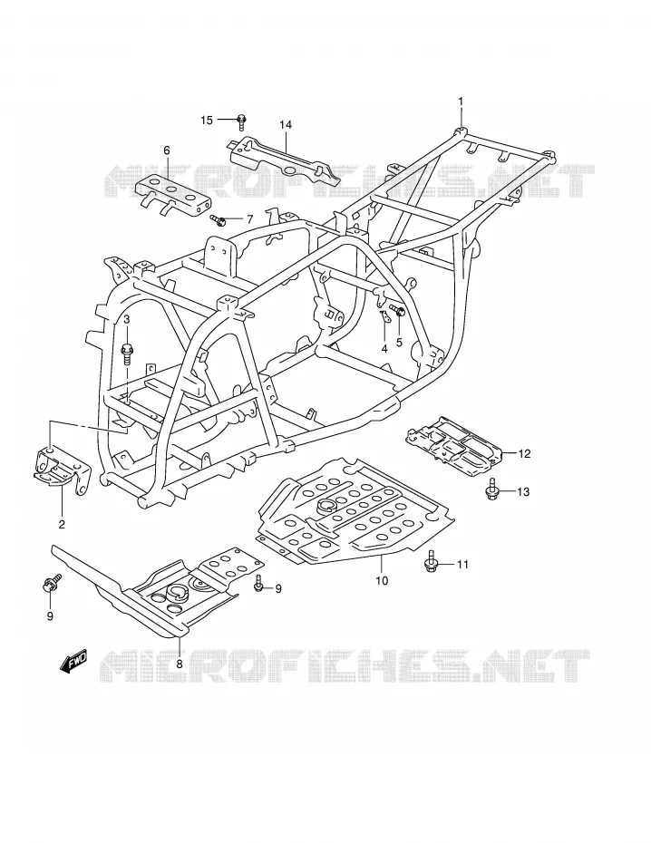 CADRE (MODELE K1/K2) Suzuki QUAD 500 QUADMASTER 2001  LT-F500FK1(E24)