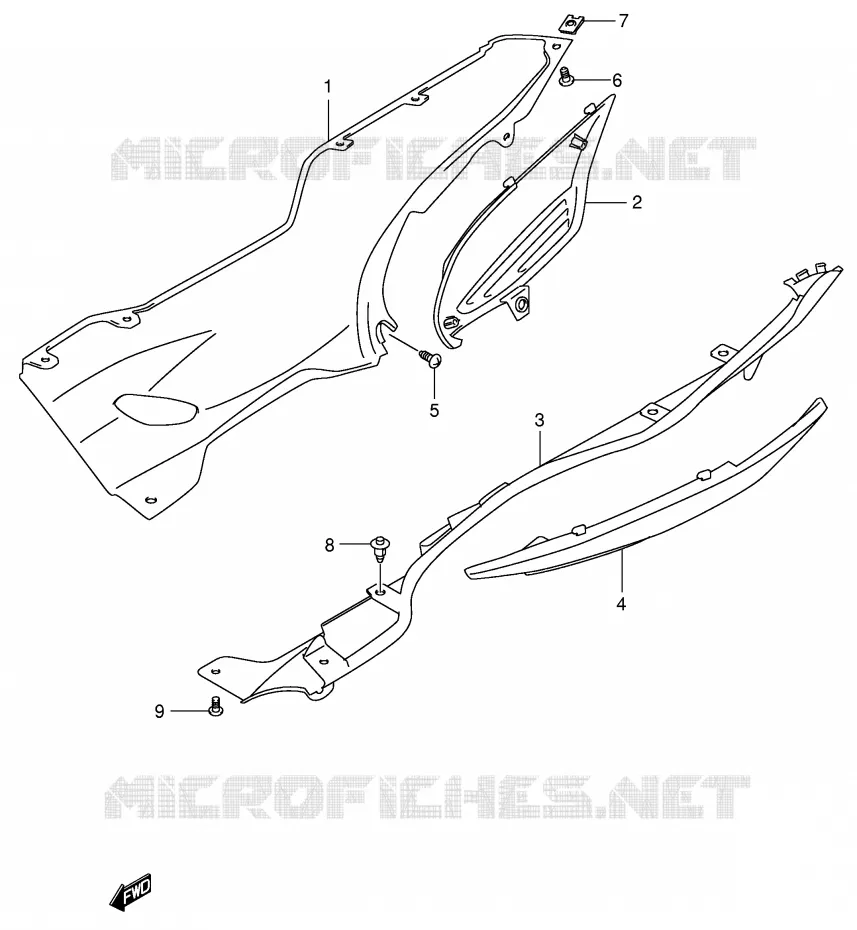 CARENAGES INFERIEUR (MODELE X) Suzuki SCOOTER 400 BURGMAN 2002  AN400RK2(E2)
