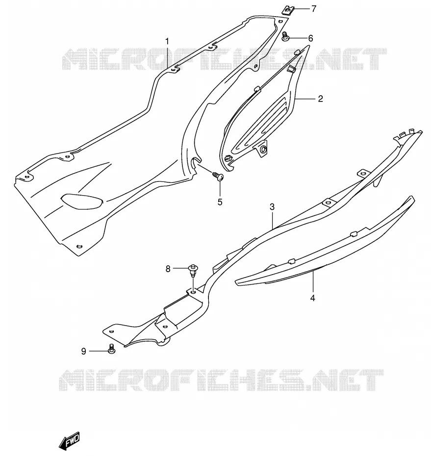 CARENAGES INFERIEUR (MODELE Y) Suzuki SCOOTER 400 BURGMAN 2000  AN400Y(E2)