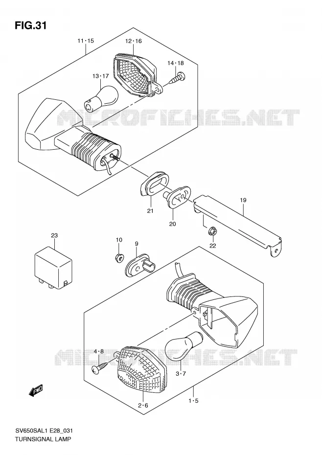 CLIGNOTANTS Suzuki MOTO 650 SV-S 2011  SV650SAL1(E28)