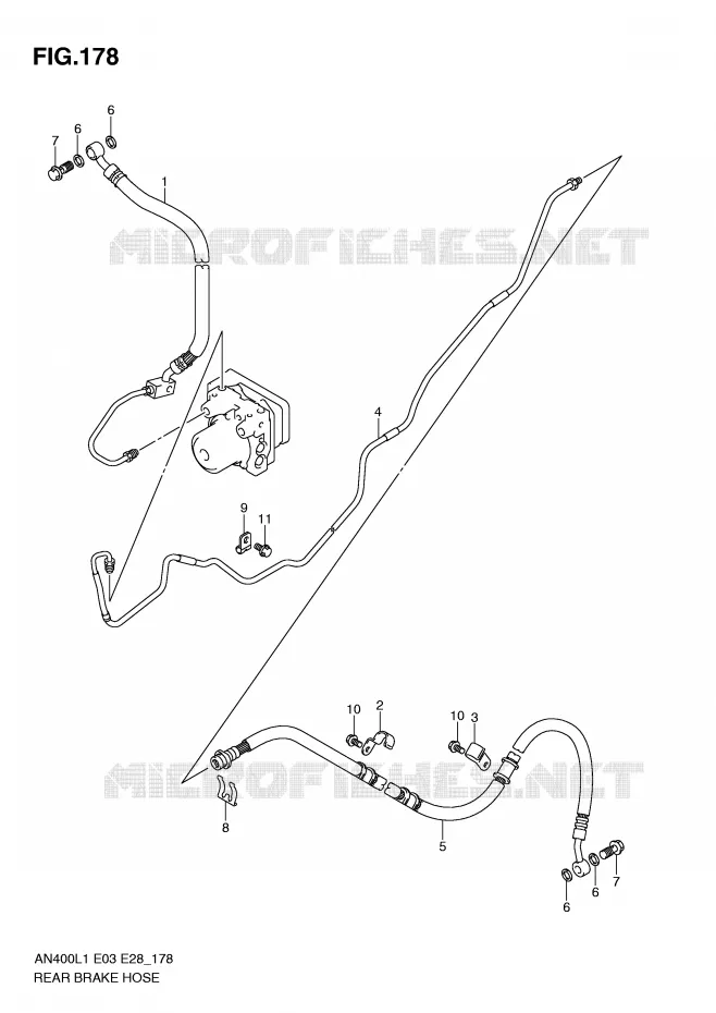 DURITE DE FREIN ARRIERE (AN400ZAL1 E33) Suzuki SCOOTER 400 BURGMAN 2011  AN400L1(E03)