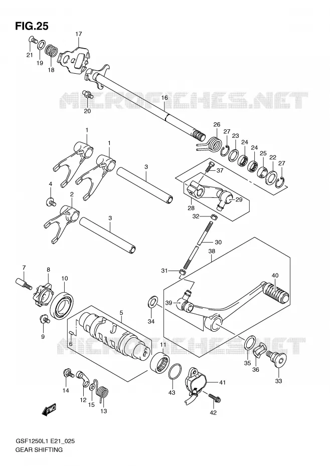 ENSEMBLE DE SELECTION DE VITESSES Suzuki MOTO 1250 BANDIT 2011  GSF1250L1(E21)