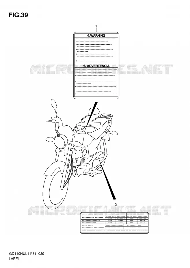 ETIQUETTE Suzuki MOTO 110 GD 2011  GD110HUL1(P71)