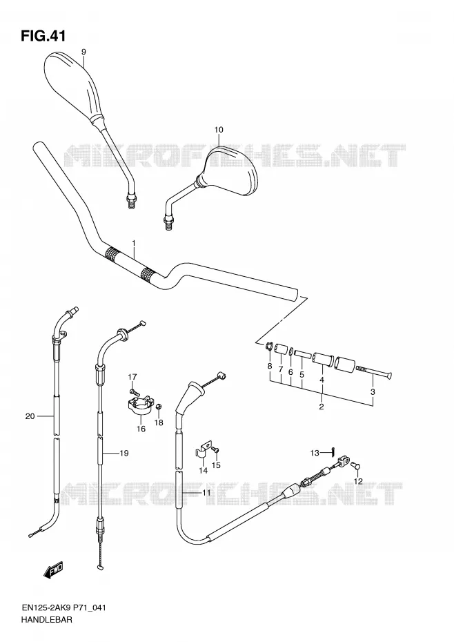 GUIDON (EN125-2A) Suzuki MOTO 125 EN 2009  EN125-2AK9(P71)