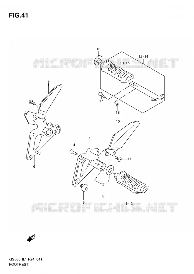 REPOSE PIED Suzuki MOTO 500 GS-E 2011  GS500HL1(L1)