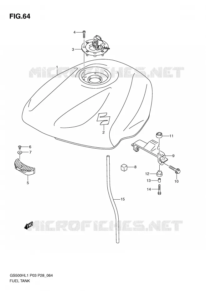 RESERVOIR D'ESSENCE (GS500H P28) Suzuki MOTO 500 GS-F 2011  GS500FHL1(P3)