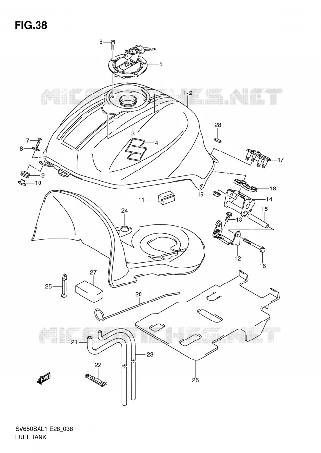 RESERVOIR D'ESSENCE Suzuki MOTO 650 SV-S 2011  SV650SAL1(E28)