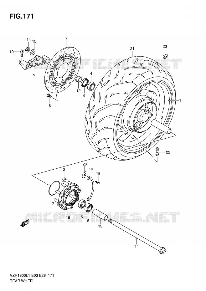 ROUE ARRIERE (VZR1800ZL1 E3) Suzuki MOTO 1800 INTRUDER 2011  VZR1800L1(E3)