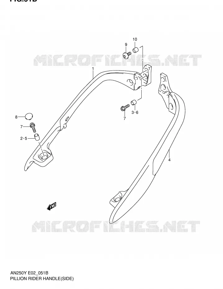 SUPPORT DOSSERET (SIDE)(MODELE K2) Suzuki SCOOTER 250 BURGMAN 1998  AN250W(E2)
