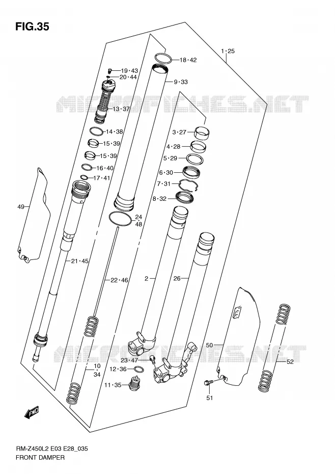 AMORTISSEUR AVANT Suzuki MOTO 450 RM-Z 2012  RM-Z450L2(E3)