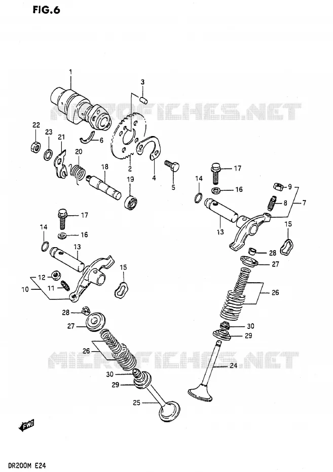 ARBRE A CAMES - SOUPAPES Suzuki MOTO 200 DR 1988  DR200J(E24)