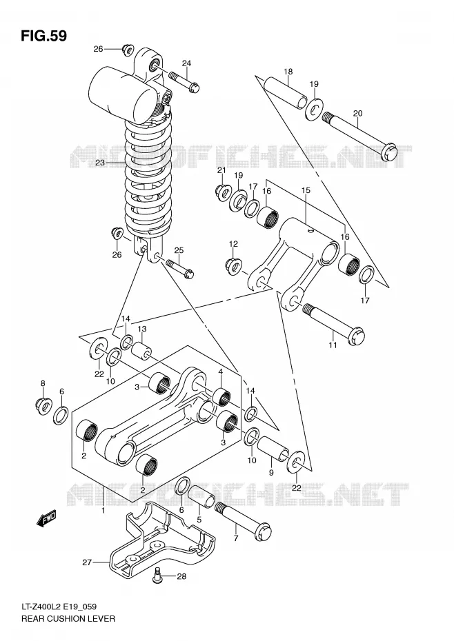 BIELLETTE DE SUSPENSION ARRIERE (LT-Z400L2 E19) Suzuki QUAD 400 QUADSPORT 2015  LT-Z400L2(E19)