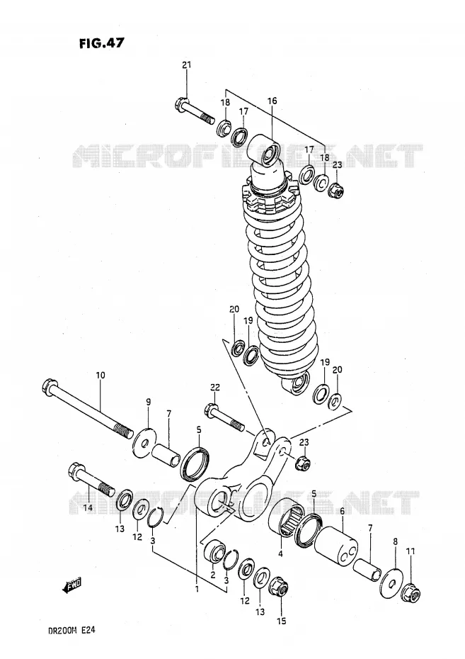 BIELLETTE DE SUSPENSION ARRIERE Suzuki MOTO 200 DR 1989  DR200K(E24)