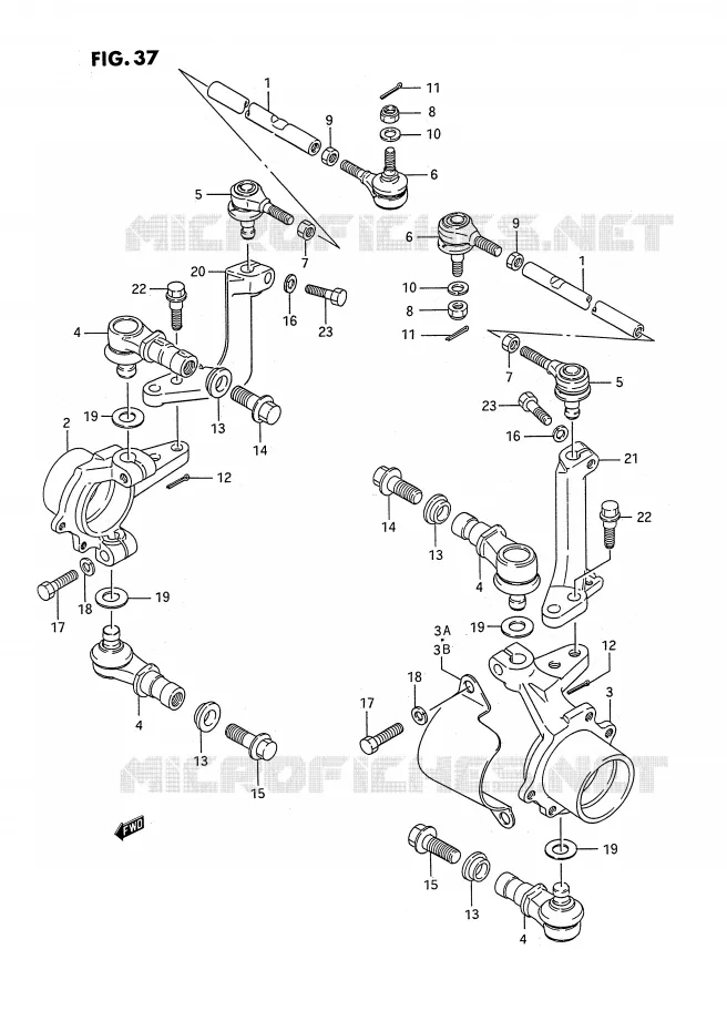 BIELLETTES DE DIRECTION - MOYEU Suzuki QUAD 250 QUADRUNNER 1991  LT-4WDM(E3)