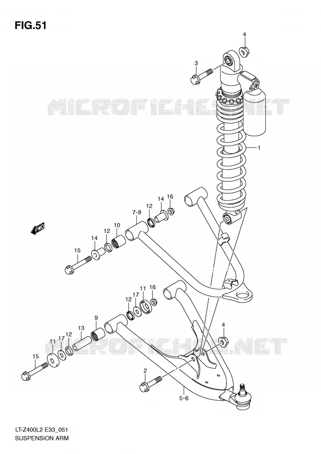BRAS DE SUPENSION (LT-Z400L2 E33) Suzuki QUAD 400 QUADSPORT 2012  LT-Z400L2(E33)